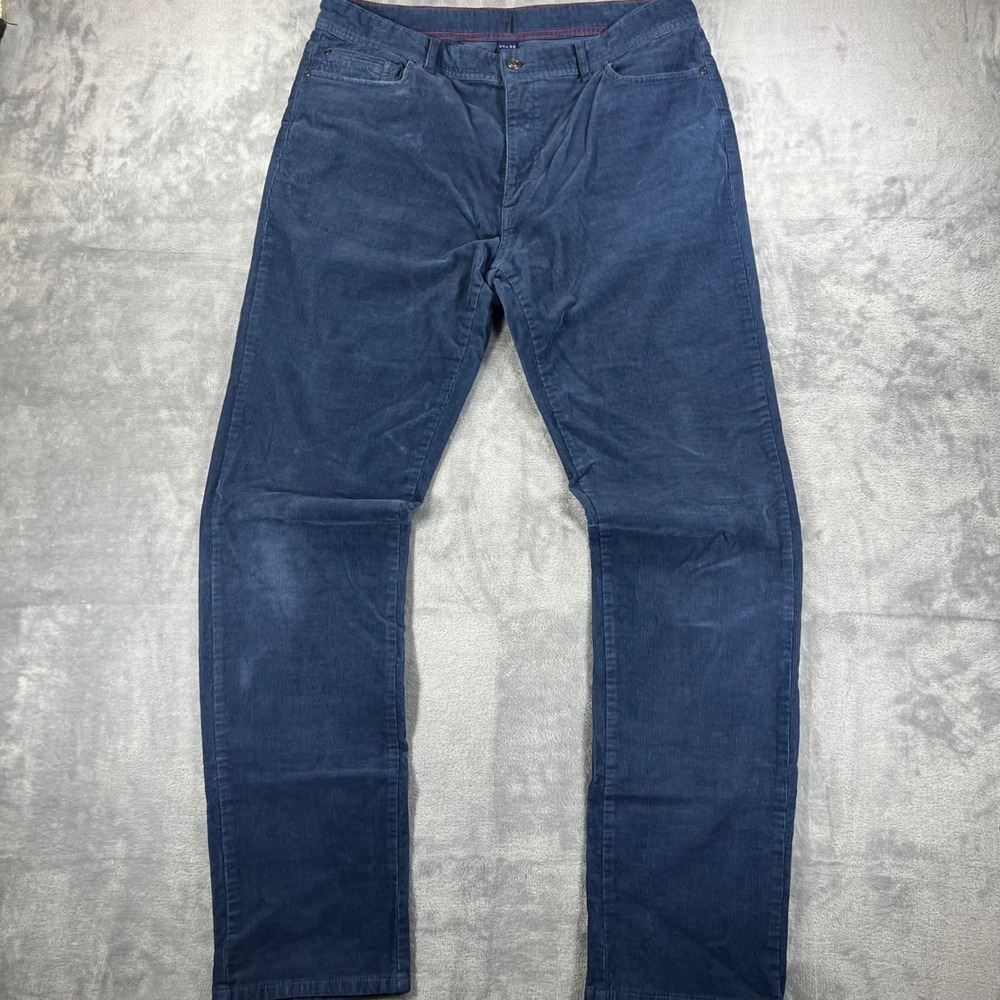 Johnnie-O Mens Corduroy Pants 35x34 High Tide Navy Blue 5-Pocket JMPA1350